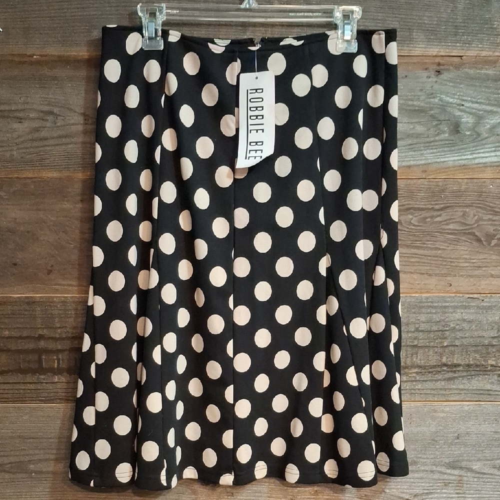 Robbie Bee Black and White Polka Dot Skirt #5